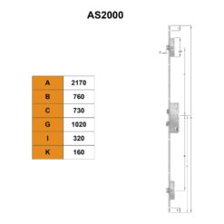 KFV AS2000 meerpuntsluiting met 2 schoten - Technische tekening